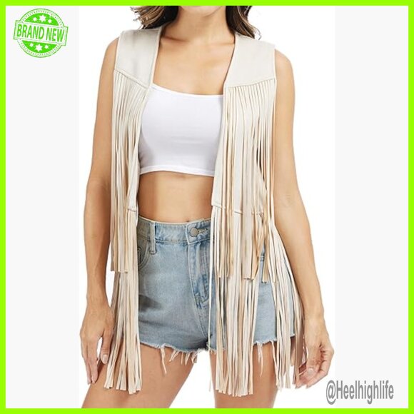 Jackets & Blazers - Faux Suede Fringe Vest Western Tassel Cowgirl Outfit S-XXL
